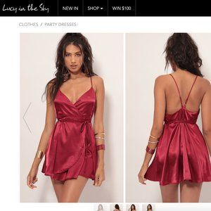 Charlotte Satin A-Line Dress in Merlot